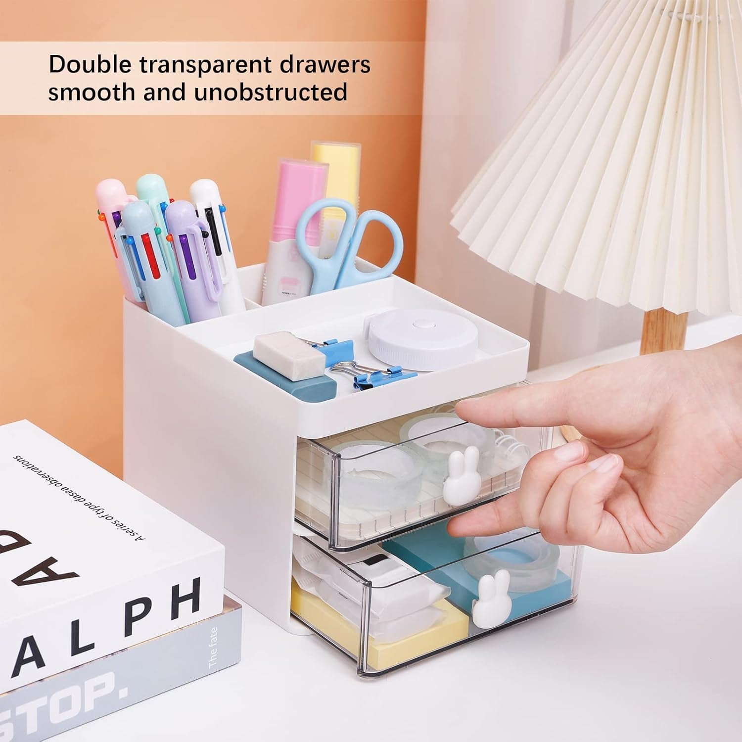 2 Layer 5 Compartment Desk Organizer with Transparent Drawer (1 Pc / 15×13×11 Cm) 2 Layer 5 Compartment Desk Organizer with Transparent Drawer (1 Pc / 15×13×11 Cm)